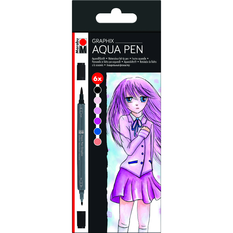 Marabu Aqua Pen Graphix 6er MAKE MANGA