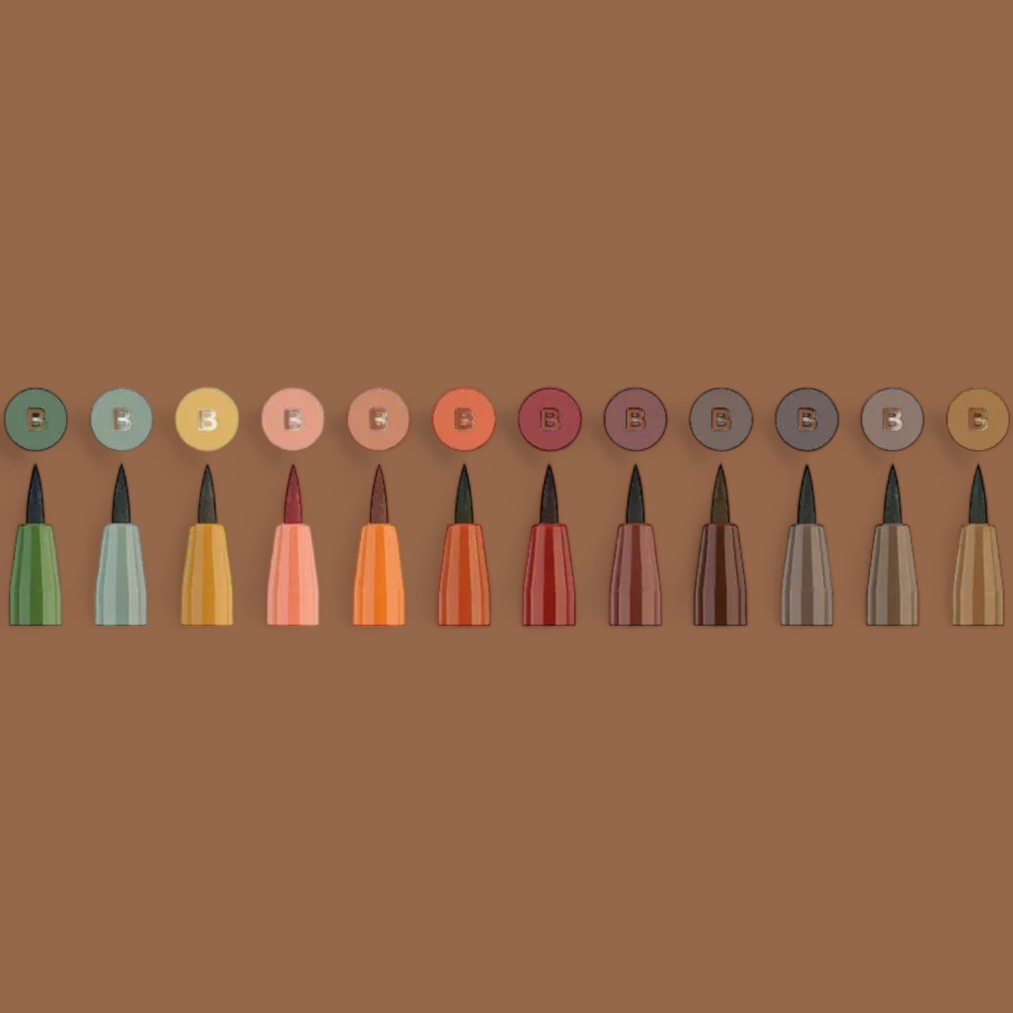 Faber Castell Pitt Artist Pen Brush Ink Pens, Case of 12, Earth Tones