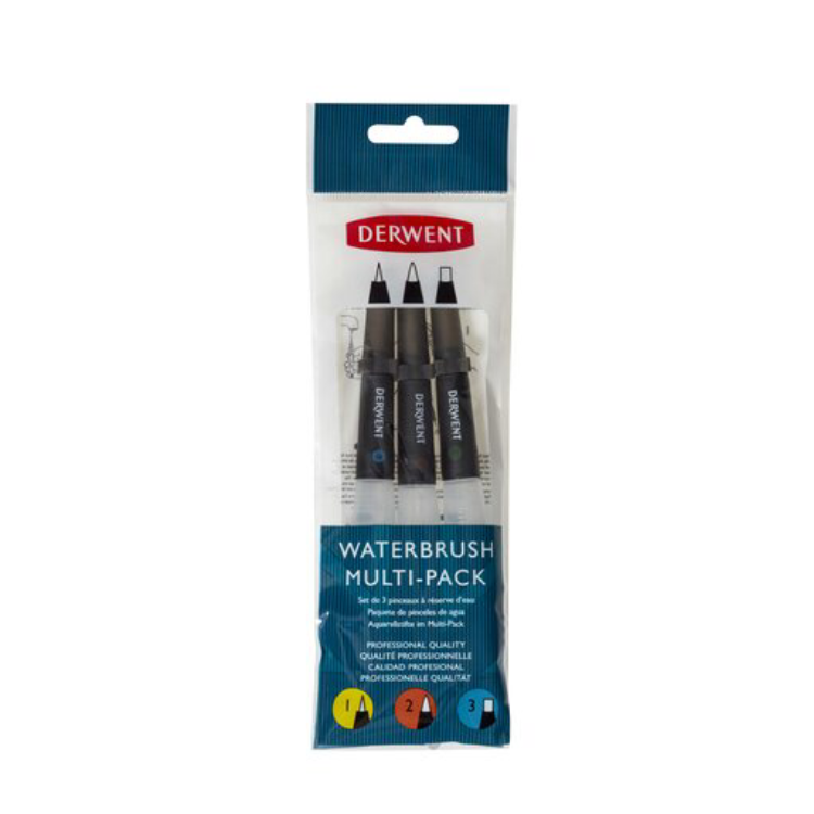 Derwent Waterbrush Multi Pack Set with 3 brushes