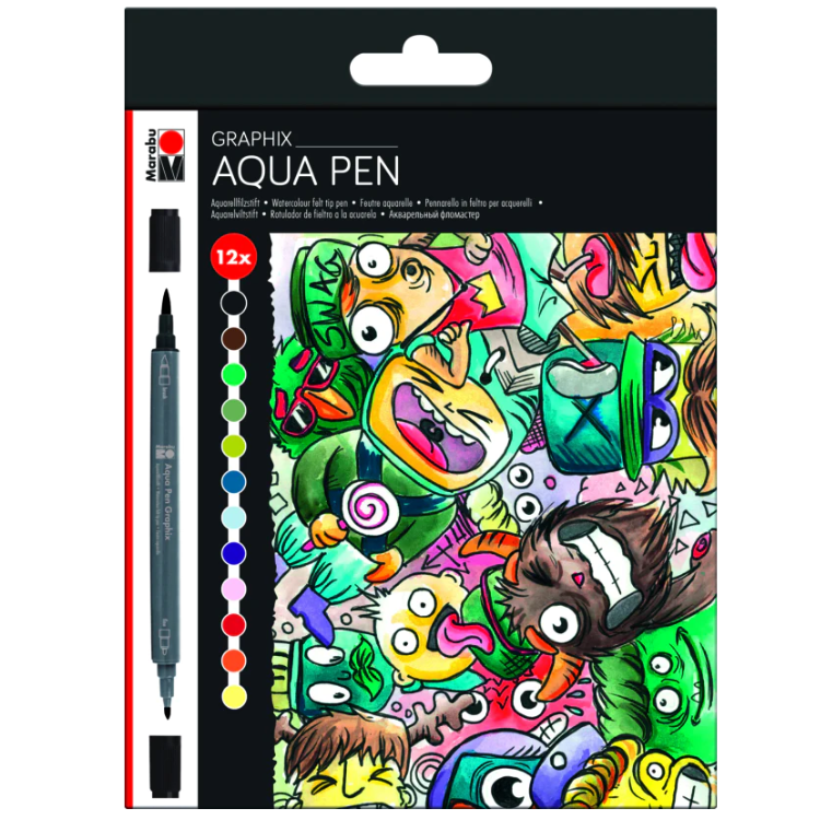 Marabu Aqua Pen Graphix 12 pieces - MEGA MASH