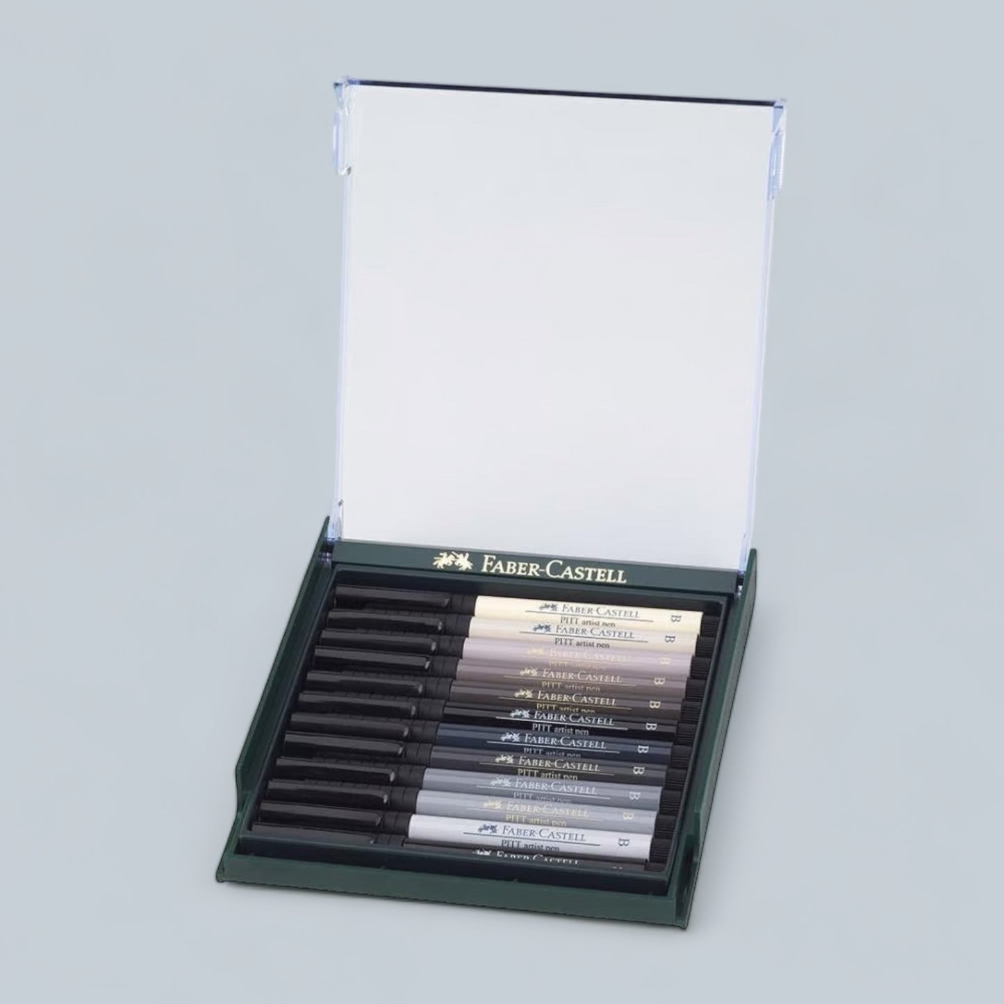 Faber Castell Pitt Artist Pen Brush Tuschestifte, 12er Etui, Grautöne