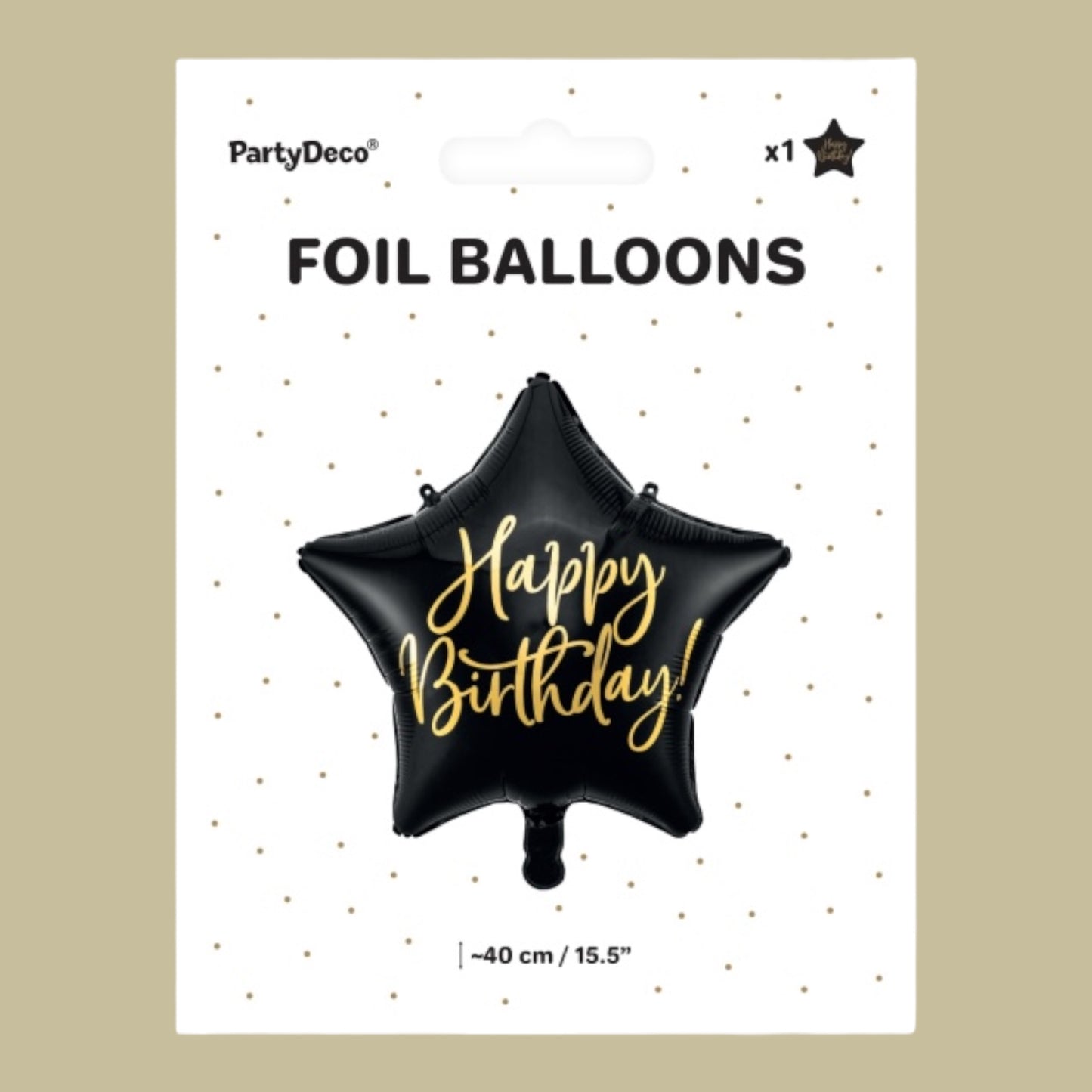 Folienballon Stern Happy Birthday schwarz 40cm