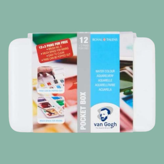 Van Gogh Pocket Box Aquarell – 12 halbe Näpfchen + Pinsel