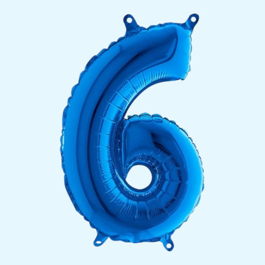 Folienballon Zahl „6“ – Royalblau, 86 cm