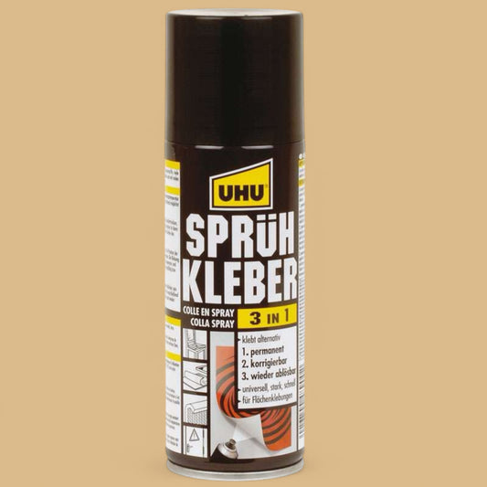 UHU Sprühkleber 3 in 1, 200 ml – permanent, korrigierbar, wieder ablösbar