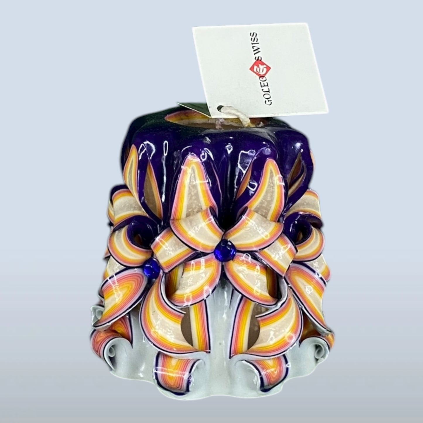 Geschnitzte Kerze Klein LED - Amethyst Glow