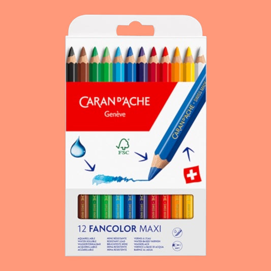 Caran D'ache 12 Colors Maxi Fancolor Watercolor Pencils