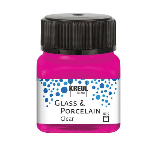 Kreul Glass & Porcelain Clear, Porzellan und Glasfarbe Transparent Pink 16210