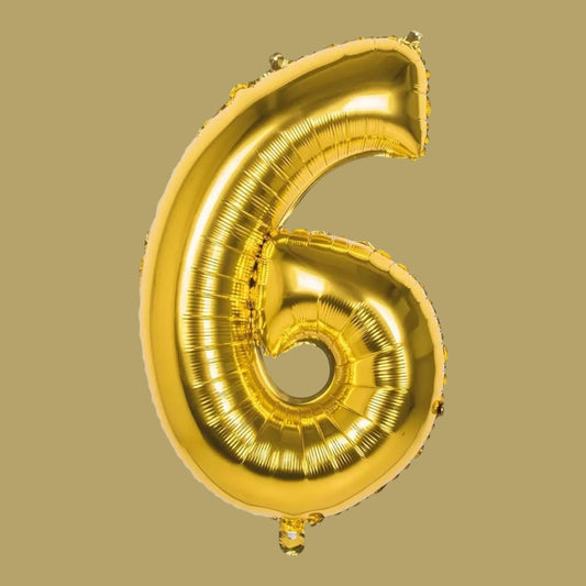 Folienballon Zahl „6“ – Gold, 86 cm