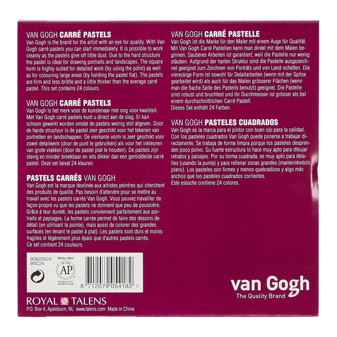 Van Gogh Basis-Set Carré Hard Pastell 24 Farben