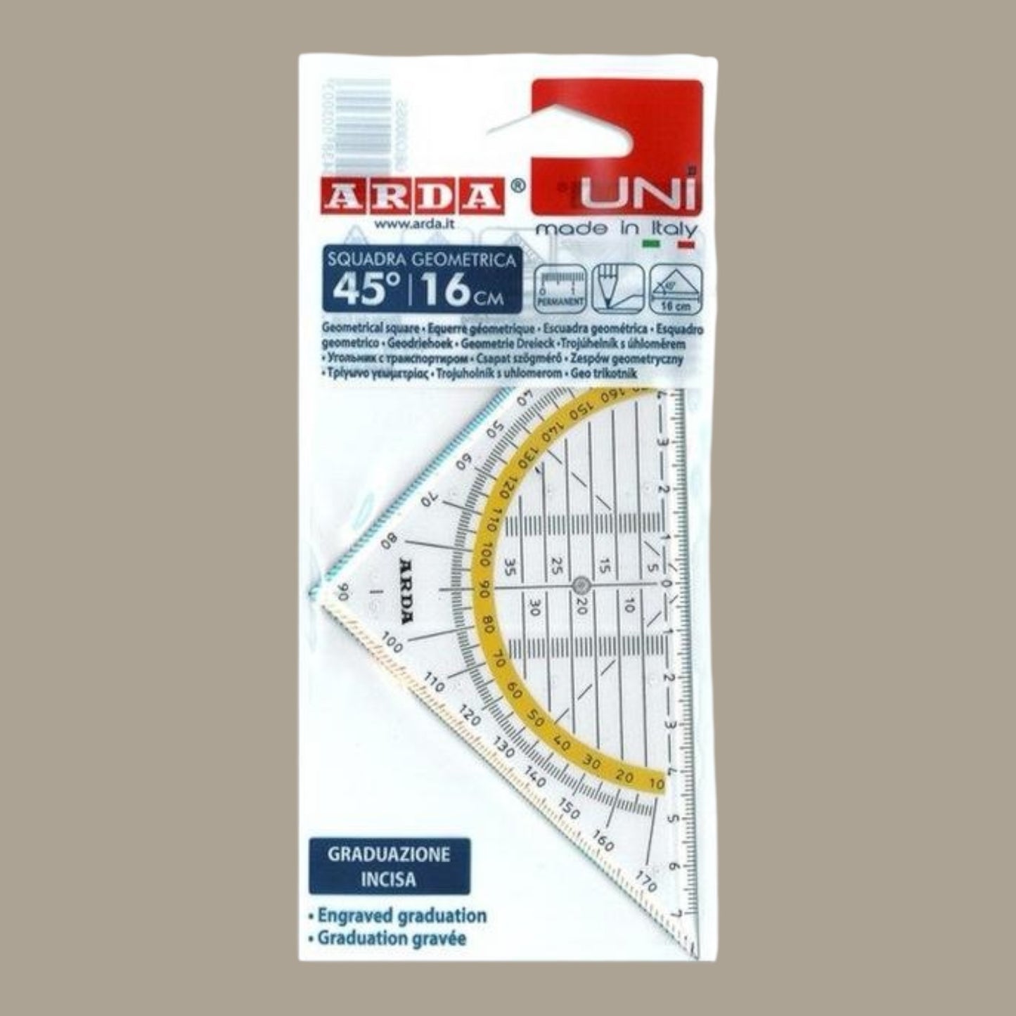 ARDA UNI Squadra Geometrica 45° - 16 cm