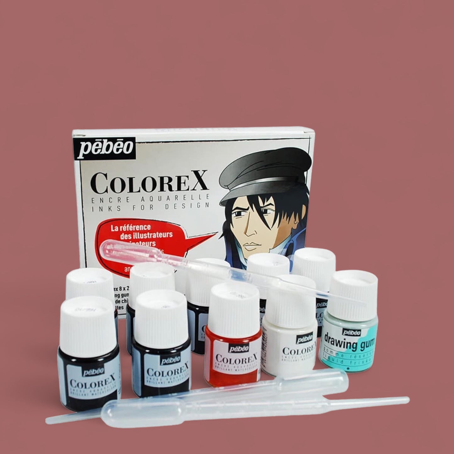 Pébéo Colorex watercolor ink is suitable for paper, bristol paper and cardboard