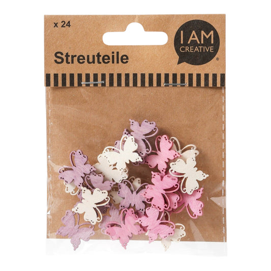 I AM Creative Streuteile Schmetterling lila, 24 Stück, ca. 2 cm, bunt