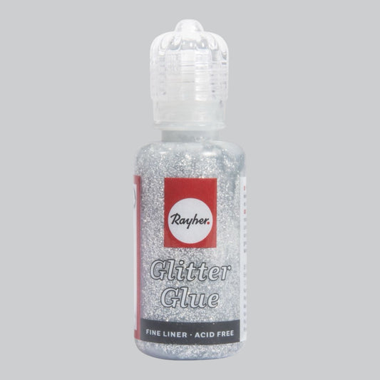 Rayher Glitter-Glue Holographisch – 20 ml, Brillant Silber