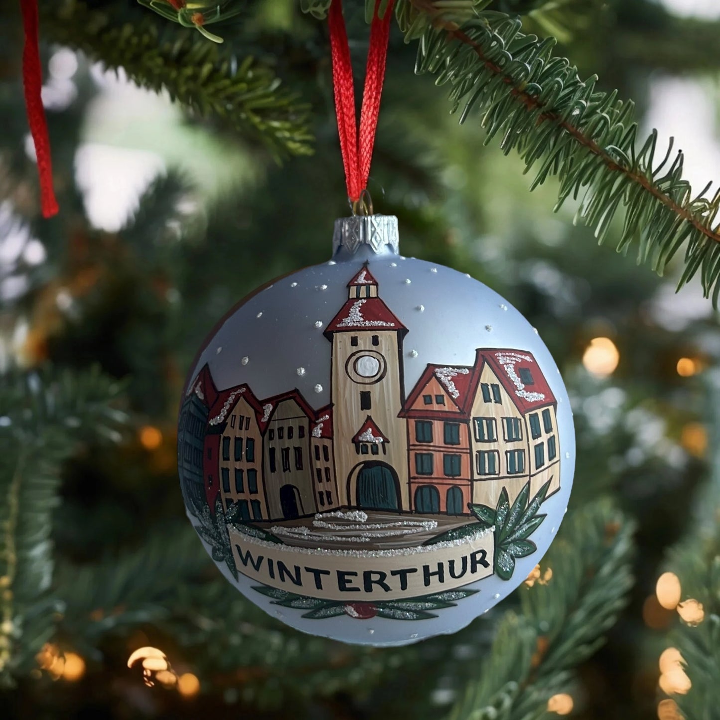 Weihnachtskugeln Winterthur Hellblau