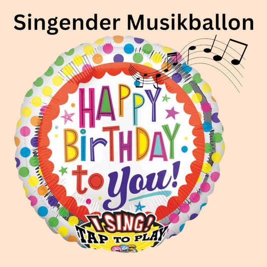 Folienballon Rund „Singender Happy Birthday“ – 71 cm