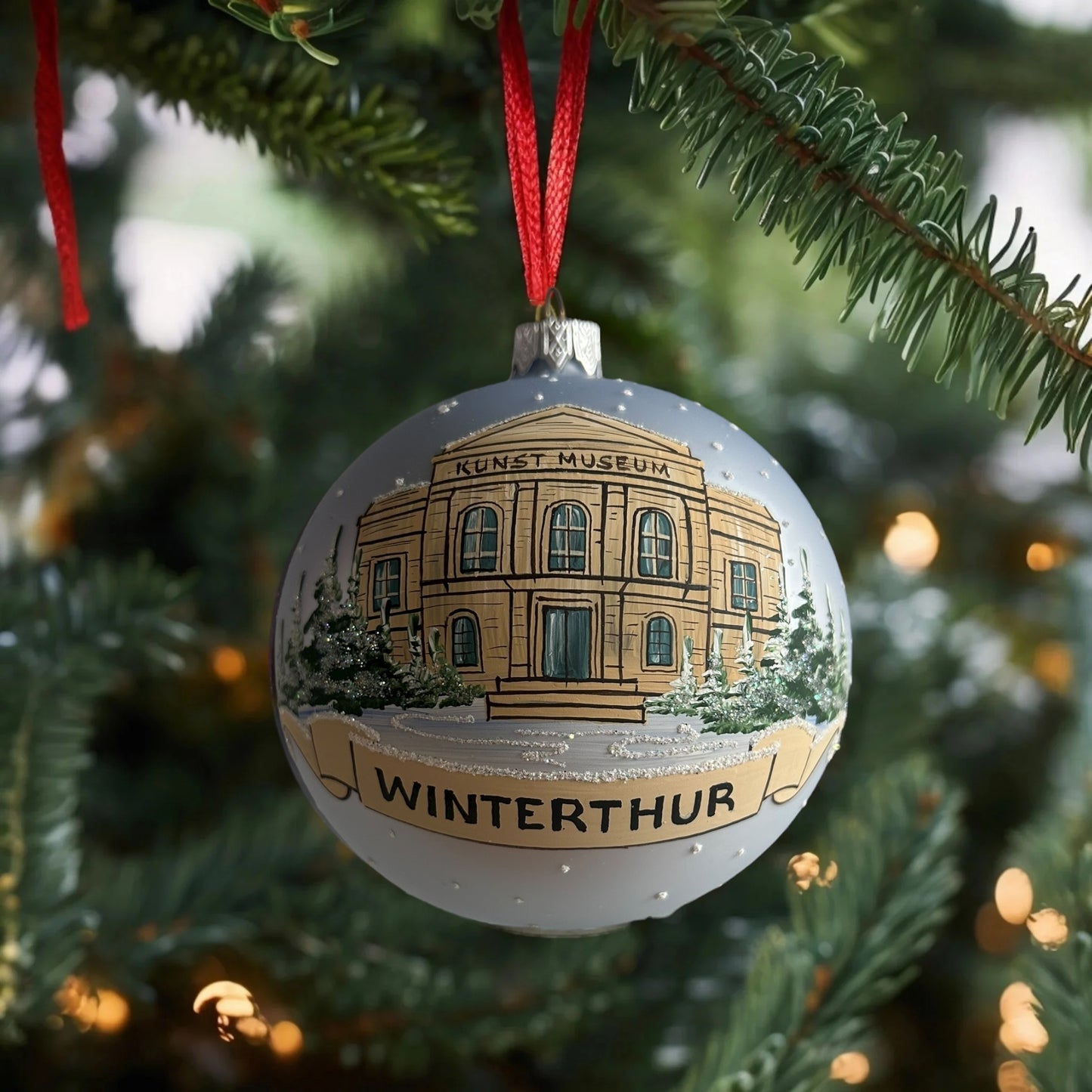 Weihnachtskugeln Winterthur Kunst Museum Hellblau