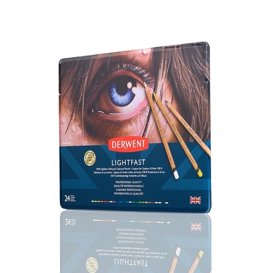 Derwent Lightfast colored pencils metal box of 24