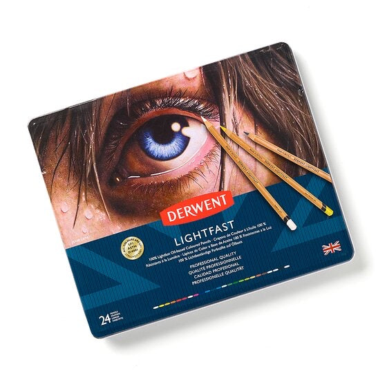 Derwent Lightfast colored pencils metal box of 24