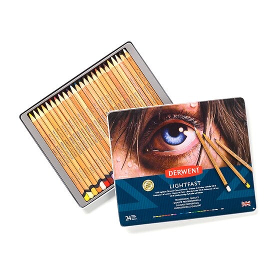 Derwent Lightfast colored pencils metal box of 24