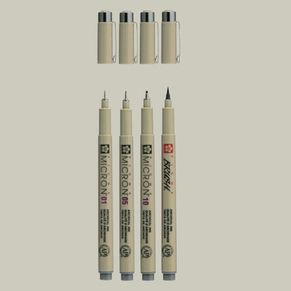 Sakura Pigma Micron Fineliner Set + Brush Pen