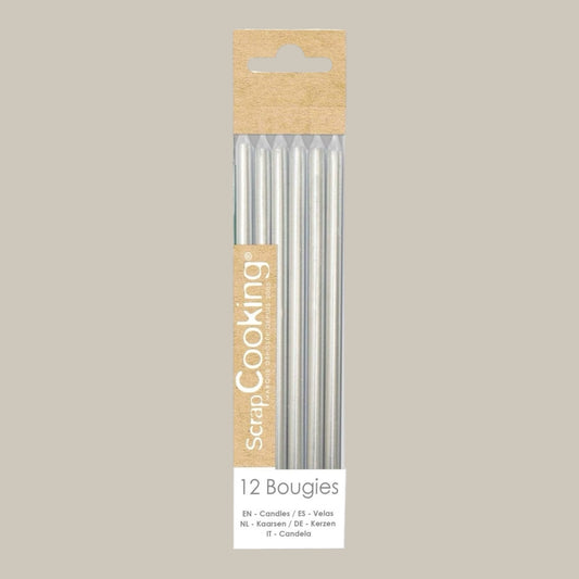 ScrapCooking – 12 Geburtstagskerzen  Silber