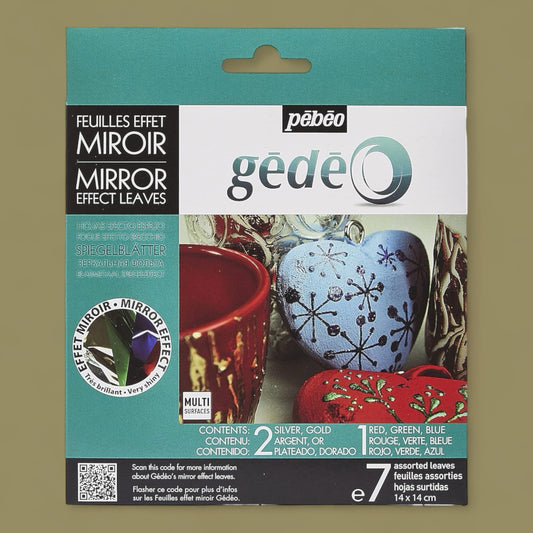 Pébéo 14x14cm 7 pieces of mirror sheets in 2 silver, 2 gold, 1 red 1 green 1 blue for gilding - Gédéo