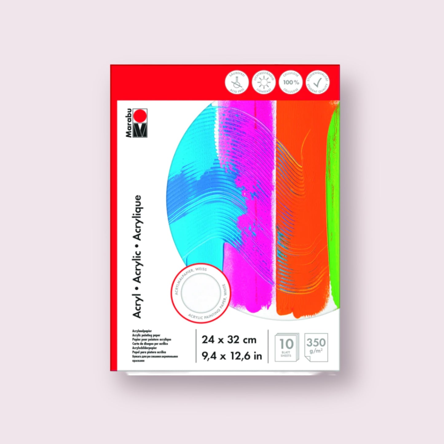 Marabu acrylic painting pad, 300 x 400 mm, 360 gsm, 10 sheets