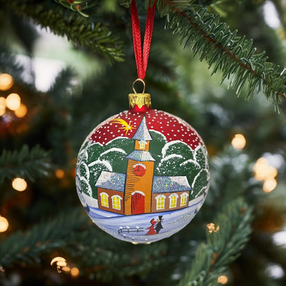 Weihnachtskugel «Make a Wish», rot, mundgeblasenes Glas, handbemalt