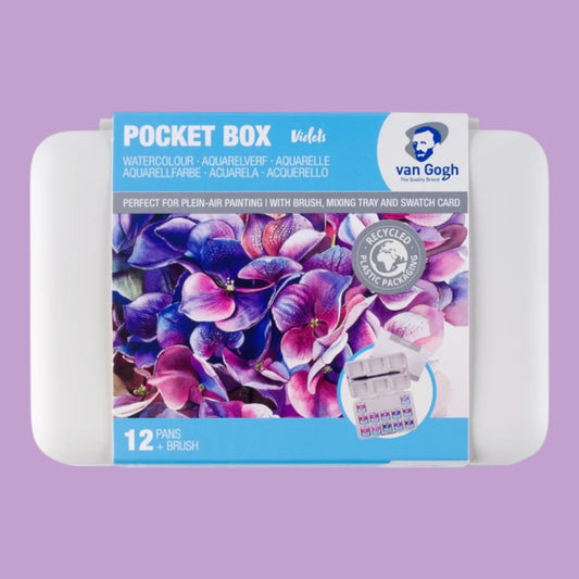 Van Gogh Aquarell Pocket Box Violets  12er- Näpfchen, Pinsel