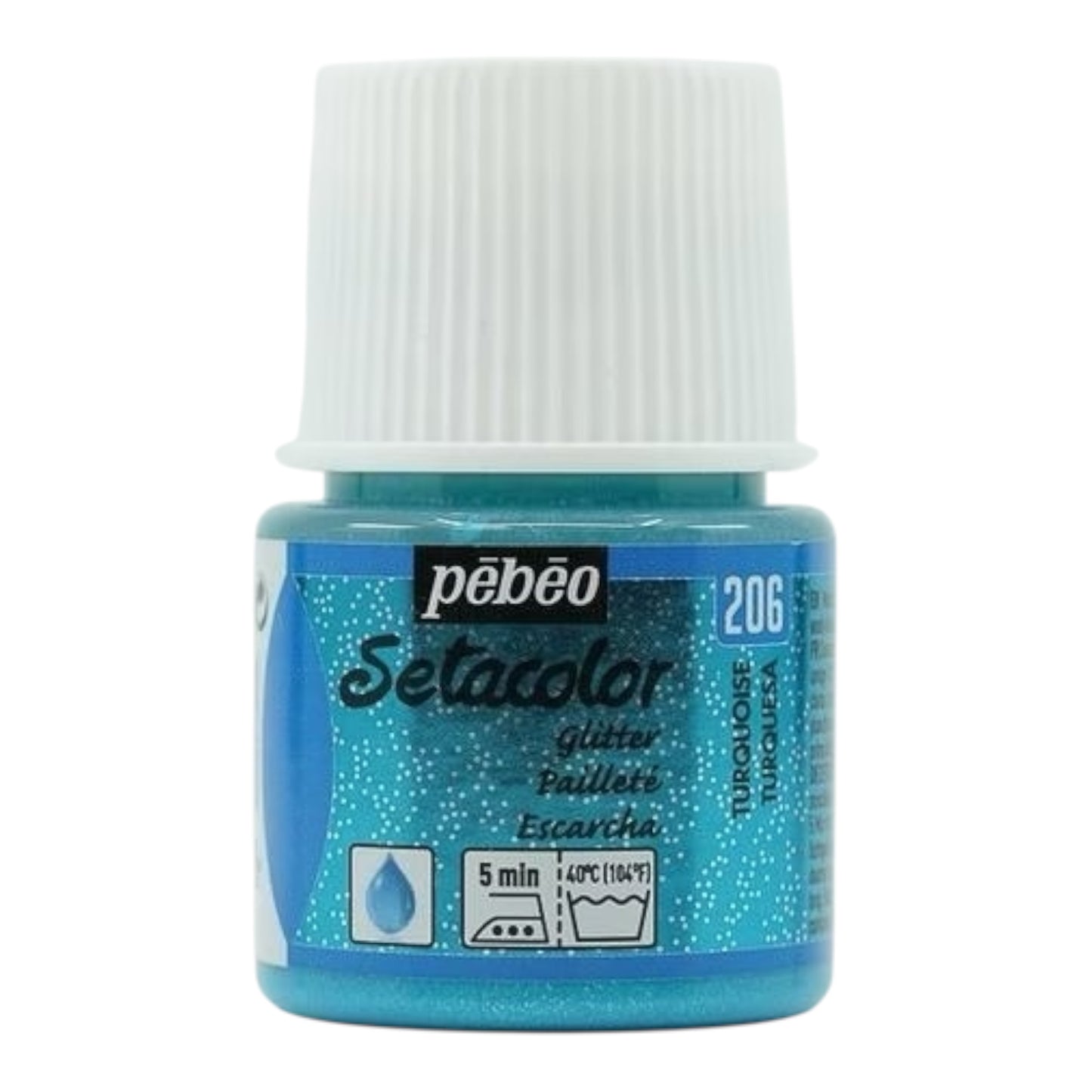 Pébéo Setacolor Glitter Textilfarbe – Türkis 206 , 45 ml