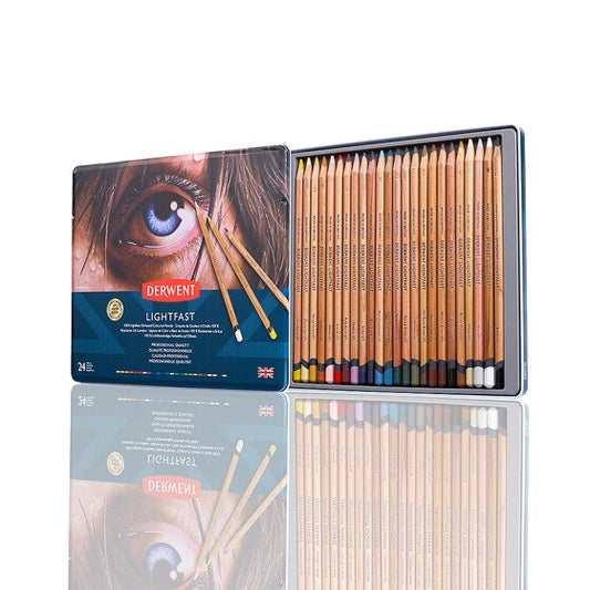 Derwent Lightfast colored pencils metal box of 24