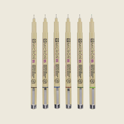 Sakura Pigma Micron Fineliner Set, 6 Farben