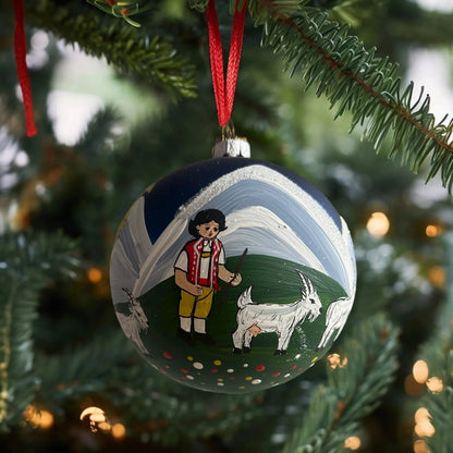 Weihnachtskugel «Appenzeller Senn», dunkelblau, mundgeblasenes Glas, handbemalt