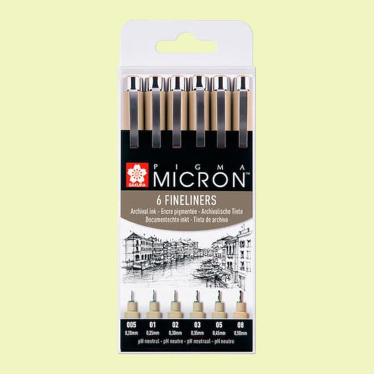 Sakura Fineliner Pigma Micron Black, 6 pieces
