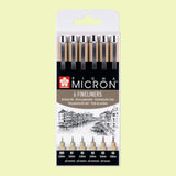 Sakura Fineliner Pigma Micron Black, pack of 6