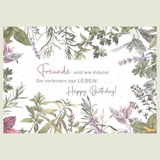 Postkarte „Freunde sind wie Kräuter – sie verfeinern das Leben“