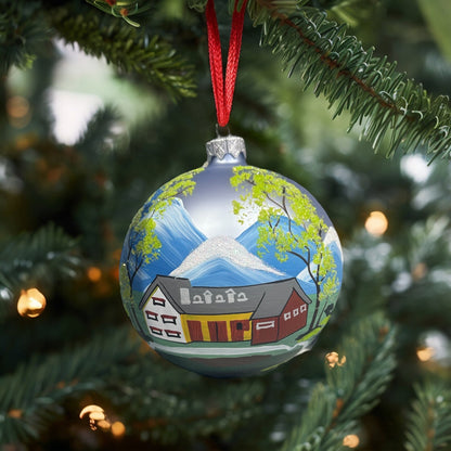 Weihnachtskugel «Alpabzug», hellblau, weitere Ansicht