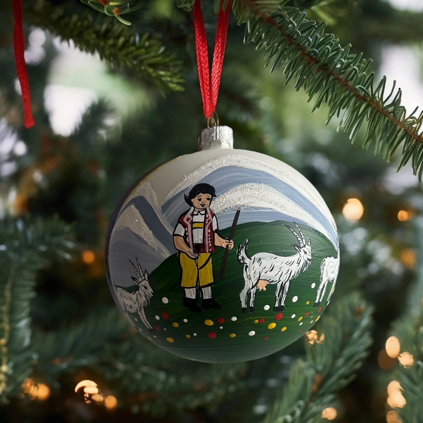 Weihnachtskugeln Appenzeller Senn Weiss