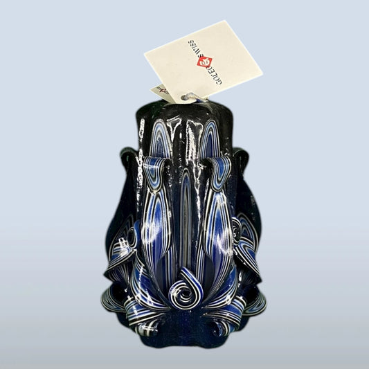 Geschnitzte Kerze Klein - Midnight Wave