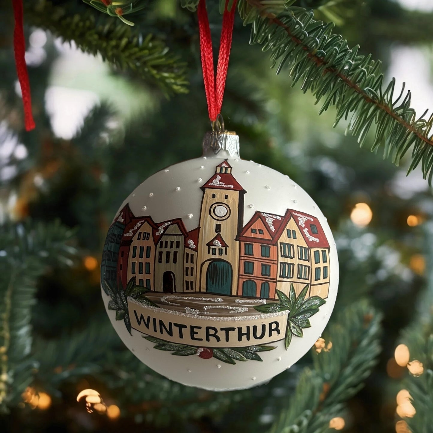 Weihnachtskugeln Winterthur Weiss