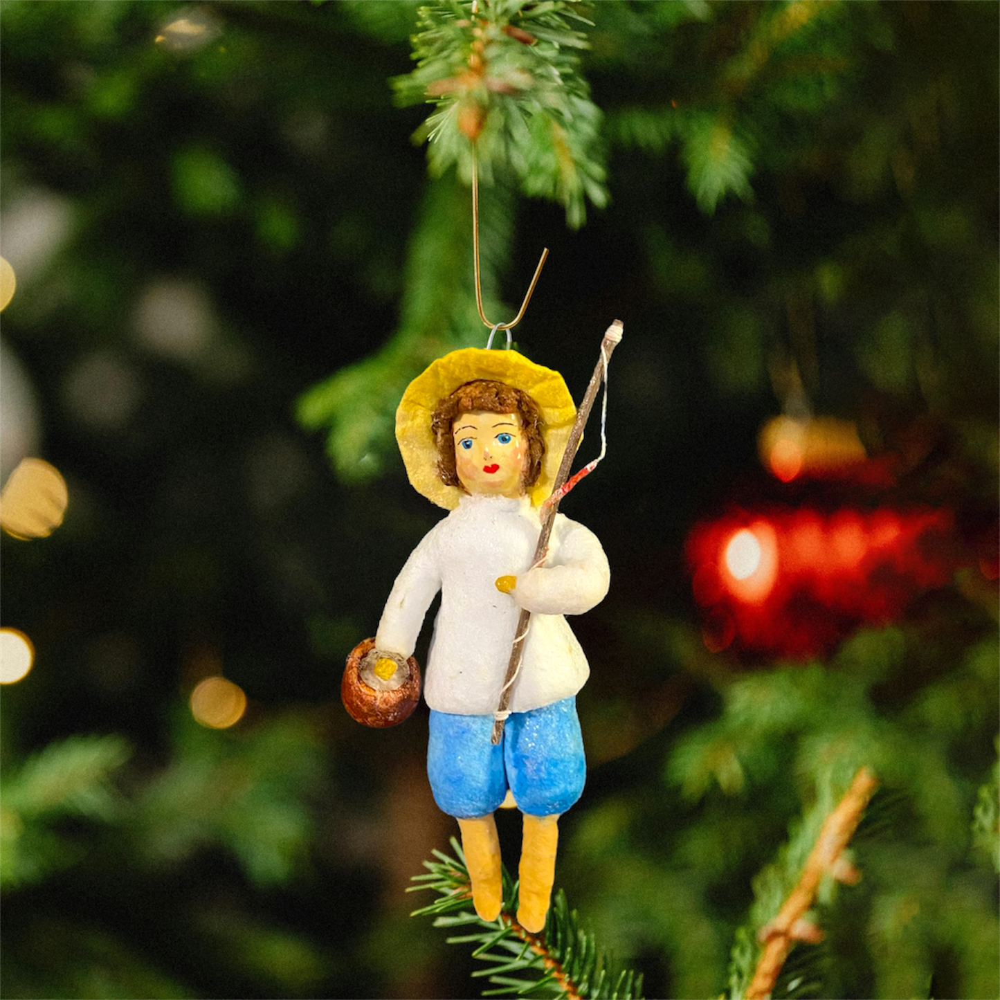 Weihnachtspuppe Junge mit Angelrute