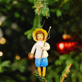 Weihnachtspuppe Junge mit Angelrute