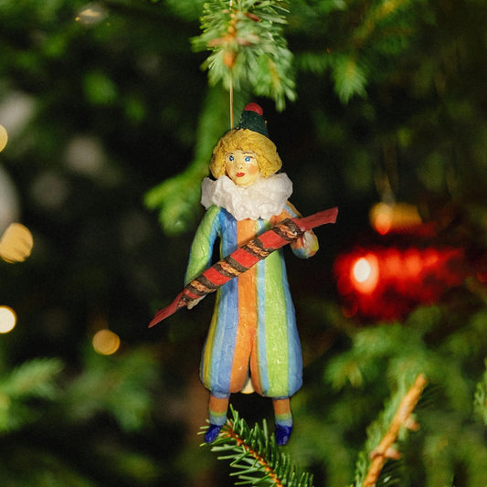 Weihnachtspuppe Clown mit Bonbon