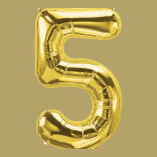 Folienballon Zahl „5“ – Gold, 86 cm