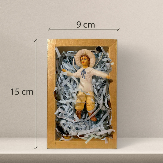 Weihnachtspuppe Junge mit weissem Hut