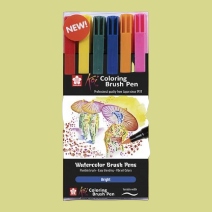 Koi Coloring Brush Pen Bright Set | 6 colors