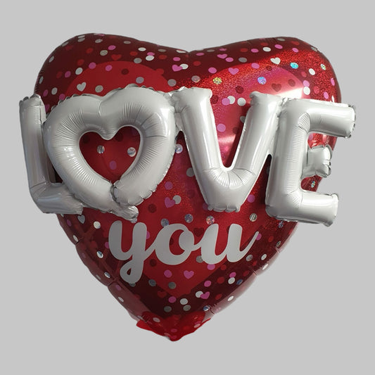 Folienballon „Herz Love You“ – 91 cm x 91 cm (3D-Effekt)