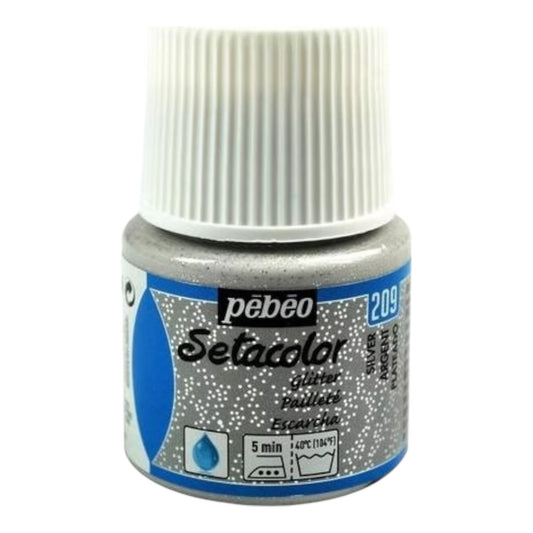 Pébéo Setacolor Glitter Textilfarbe – Silber 209 , 45 ml