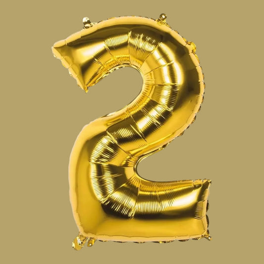 Folienballon Zahl „2“ – Gold, 86 cm